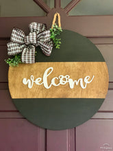 Load image into Gallery viewer, Black and Tan Welcome Door Hanger READY TO SHIP