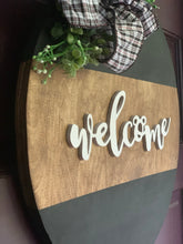Load image into Gallery viewer, Black and Tan Welcome Door Hanger READY TO SHIP
