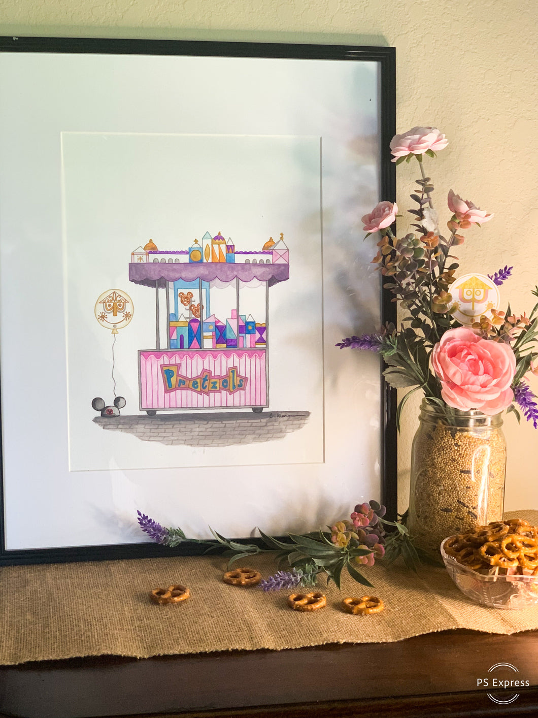 ‘Small World Pretzel Cart’ Art Print