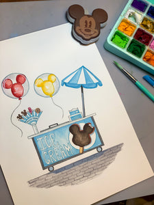 ‘Mouse Ice Cream Cart’ Art Print